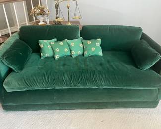 Pair of Century Green Velvet Sofas

