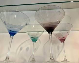 Set of 4 Waterford Marquis Polka Dot Martini Glasses
