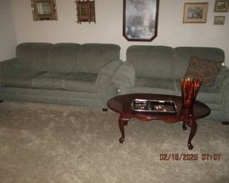 Tweed (barely used) sofa and loveseat