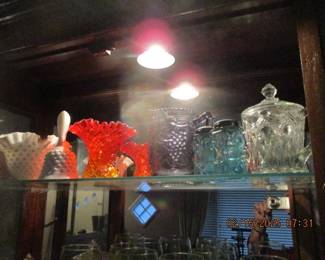 Elegant glassware including Fenton, West Moreland, Indiana, etc