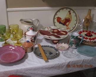 Assortment of vintage and new pottery and glassware
