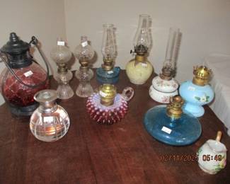 Finger lamps including Indiana glass and Fenton