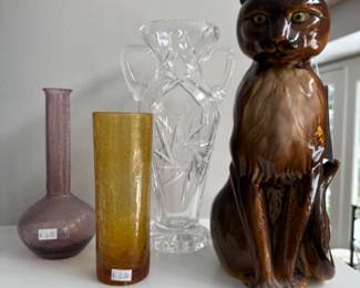 Inarco Ceramic Cat Statue, Vases 