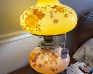Vintage Painted Hurricane Lamp