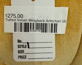 Tufted Velvet Wingback Armchair (A)