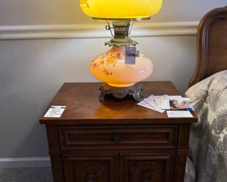 Vintage Painted Hurricane Lamp
