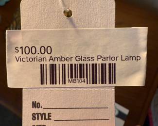Victorian Amber Glass Parlor Lamp