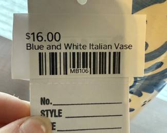 Blue and White Italian Vase