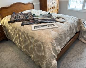 Full Size French Provincial Style Bed Frame, Full Size Mattress and Box Spring