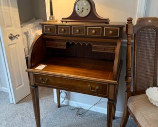 Jasper Cabinet Desk, Mantle Clock, Table Lamp
