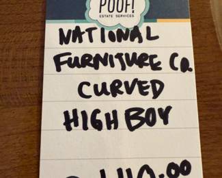 National Furniture Co Curved High Boy