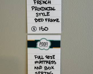 Full Size French Provincial Style Bed Frame, Full Size Mattress and Box Spring