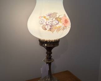 Victorian Painted Floral Lamp