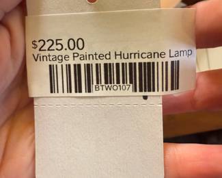 Vintage Painted Hurricane Lamp