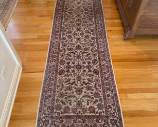 Hand-knotted wool Persian Runner, red/green/ivory