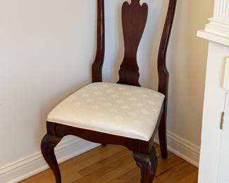 Century Furniture, Queen Anne style, ivory upholstered mahogany dining chairs - set of 6 available 