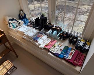 Assorted shoes and linens