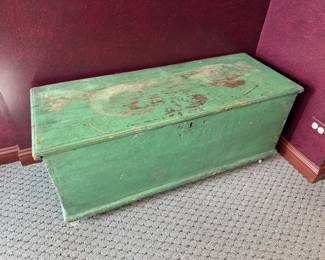 rustic green painted cedar chest