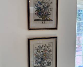 Robert Furber framed floral prints from the "12 Months of Flowers" series