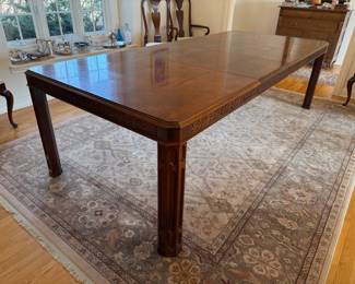 Century Claridge solid Mahogany Chippendale Dining Table with 3 leaves 