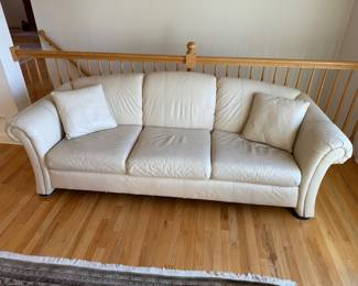 Smithe-Craft Ivory leather sofa