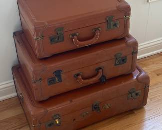 3pc vintage suitcases/decor