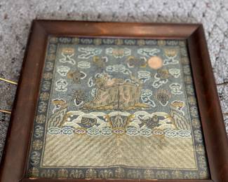 Antique Asian Embroidery Framed