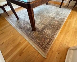 Persian Renaissance Ziegler Ivory wool pile area Rug. made in Belgium; 7'10 x 11'1, floral motif (sage/red/ivory)