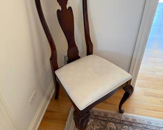 Century Furniture, Queen Anne style, ivory upholstered mahogany dining chairs - set of 6 available