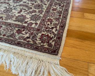 Hand-knotted wool Persian Runner- red/green/ivory