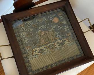 Antique Asian Embroidery Framed