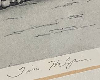 NY City Skyline Drawing of the World Trade Center; signed and numbered, by Tim Halpin