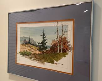 Watercolor Landscape Art, signed