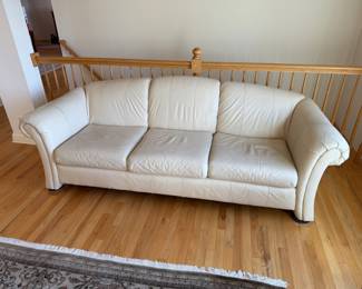 Smithe-Craft Ivory leather sofa