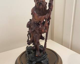 Antique Chinese hand carved rosewood statue