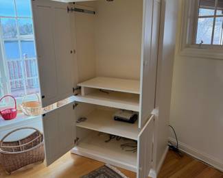 White media and storage cabinet
