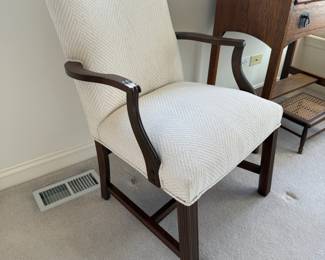 Cream upholstered walnut armchair (1 available)