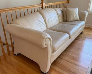 Smithe-Craft Ivory leather sofa