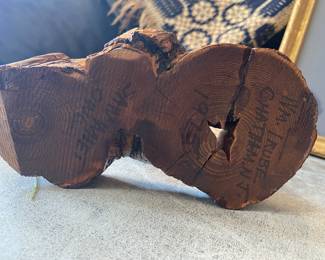 Hand carved Sawmet Owl signed, Wm Trube, 1975 NJ