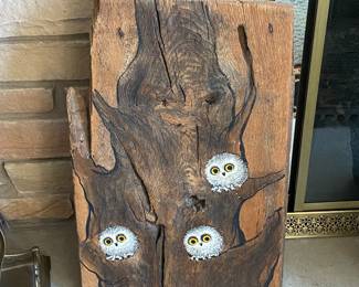 Hand carved and painted owl art 