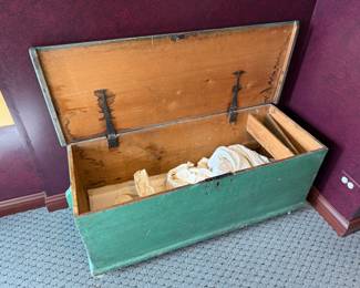 rustic green painted cedar chest