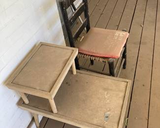 There’s furniture on the second floor balcony