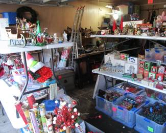 We have lots of amazing goodies in our garage. Antique Tools, regular hand tools, power tools, yard tools, saws, ladders, fishing, holiday, bins, motorcycle, fishing motor, & more!