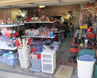 We have lots of amazing goodies in our garage. Antique Tools, regular hand tools, power tools, yard tools, saws, ladders, fishing, holiday, bins, motorcycle, fishing motor, & more!