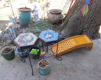 We have a patio and yard full of amazing decor and treasures! Planting pots, chairs, statues, decor accents, tables, storage, handmade items, & so much more!