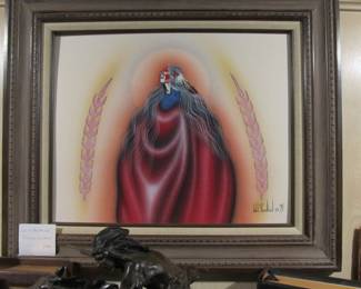 Framed Native American Art by Will Redbird, 1994