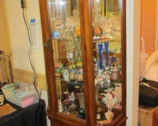 Beautiful wood lighted glass/mirror curio