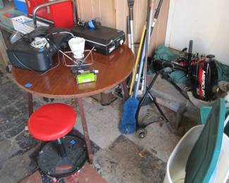 We have lots of amazing goodies in our garage. Antique Tools, regular hand tools, power tools, yard tools, saws, ladders, fishing, holiday, bins, motorcycle, fishing motor, & more!