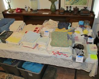 Fine linen selection,,nice handmade doilies and more