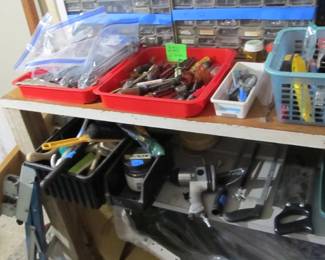 We have lots of amazing goodies in our garage. Antique Tools, regular hand tools, power tools, yard tools, saws, ladders, fishing, holiday, bins, motorcycle, fishing motor, & more!